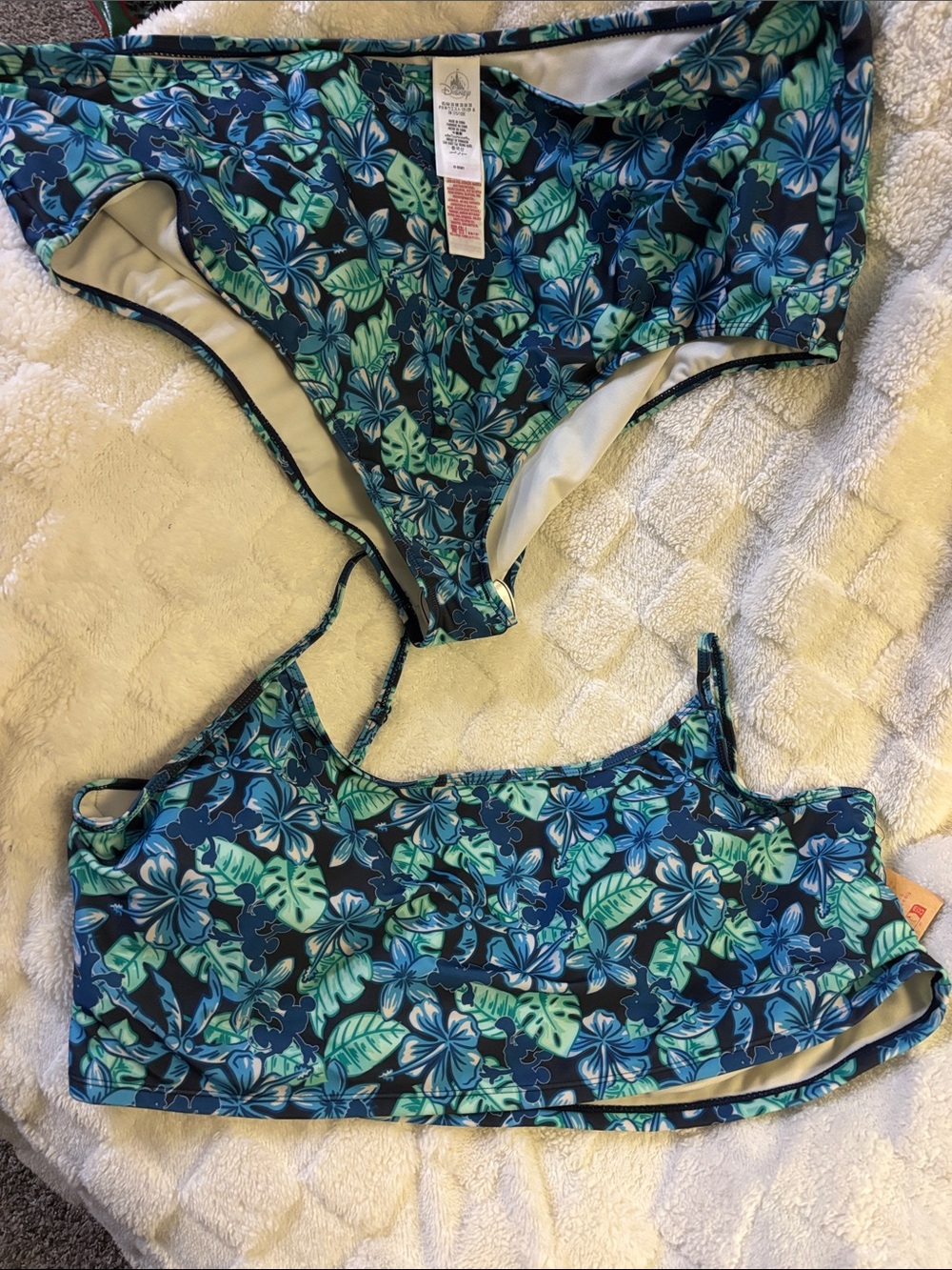Disney Blue Green Floral Swim Briefs and Tank Set 3x
